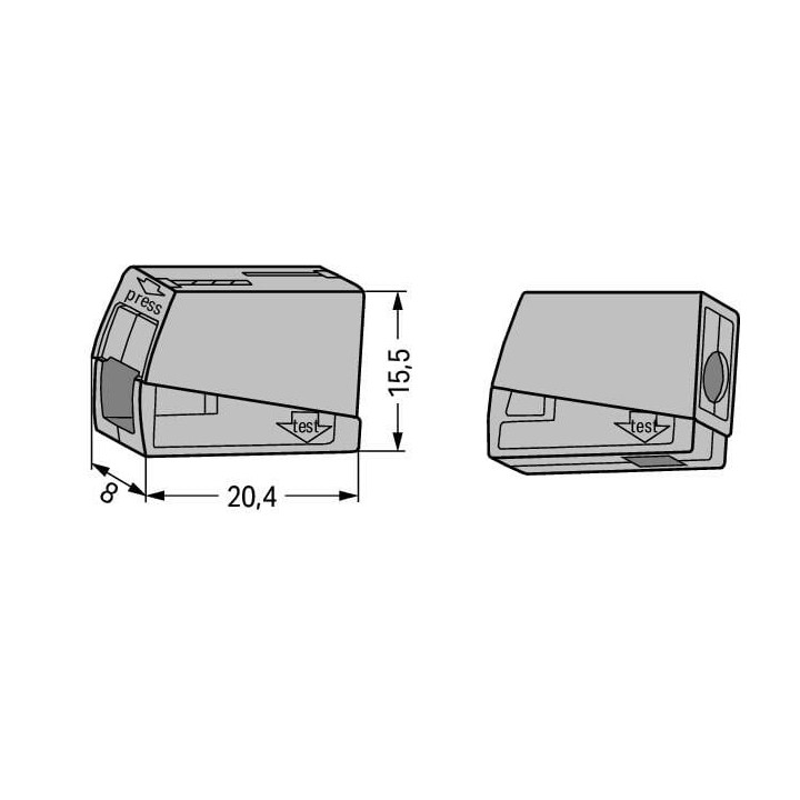 Wago - Bornes pour luminaires - Boîte de 100 - Série 224 - Gris - Réf : 224-101
