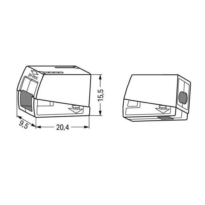 Wago - Bornes pour luminaires - Boîte de 100 - 2 conducteurs - Série 224 - Blanc- Réf : 224-112