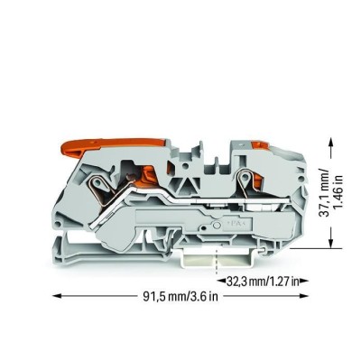 Wago - TOPJOB®S - Borne de passage à levier - 2 fils - 16mm² - gris - Réf : 2116-5201