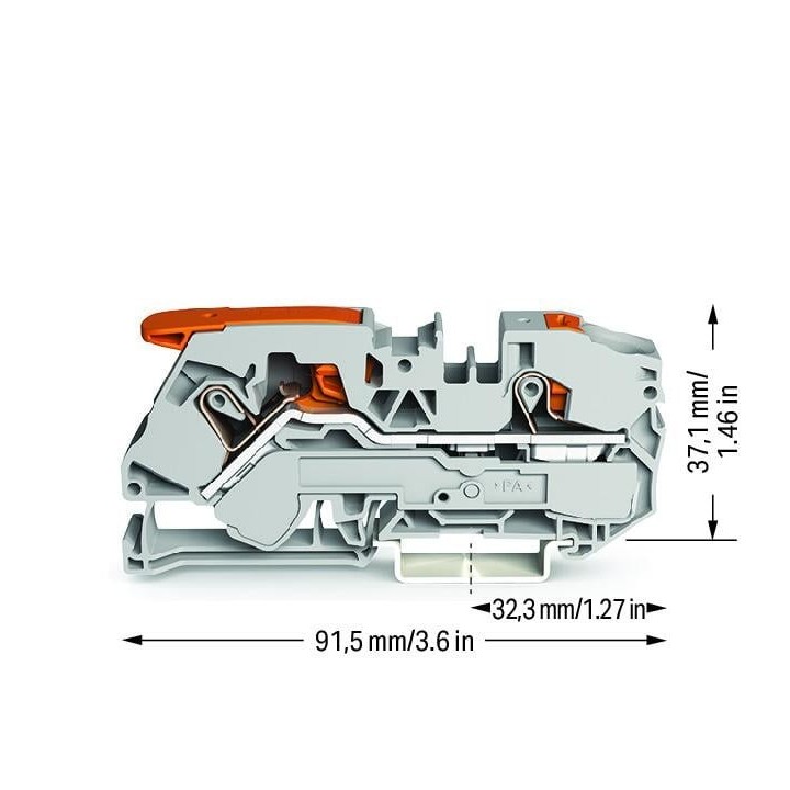 Wago - TOPJOB®S - Borne de passage à levier - 2 fils - 16mm² - gris - Réf : 2116-5201
