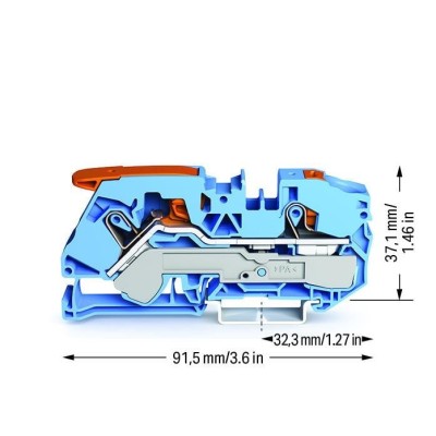 Wago - TOPJOB®S - Borne de passage à levier - 2 fils - 16mm² - bleu - Réf : 2116-5204