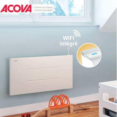 Acova - Radiateur électrique connecté horizontal Mara - En acier - A inertie sèche - 1000 W - Réf : TMR100063EEZF