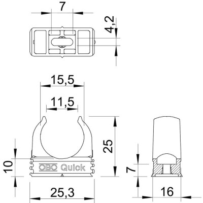 OBO Bettermann - Collier Quick en saillie pour fixation tubes blindés métriques - M20 - Lot de 100 - Réf : 2149010