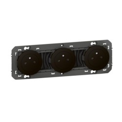 Legrand - Triple prise de courant 2P+T Surface dooxie 16A précâblées finition noir mat - Réf : 600533