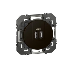 Legrand - Double chargeur USB 1 TypeA + 1 TypeC dooxie 3A finition noir mat- Réf : 600549