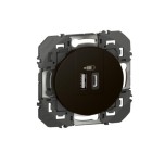 Legrand - Double chargeur USB 1 TypeA + 1 TypeC dooxie 3A finition noir mat- Réf : 600549