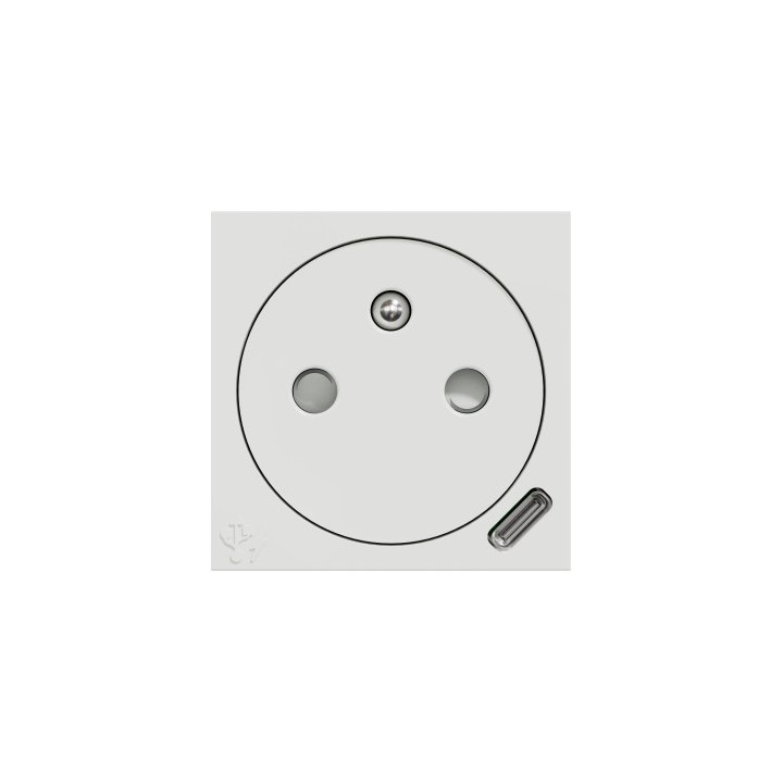 Schneider Unica - Prise 2P+T affl FR + USB C 10,5W - 90° - rap - 2 mod - Blanc - méca seul - Réf : NU301518