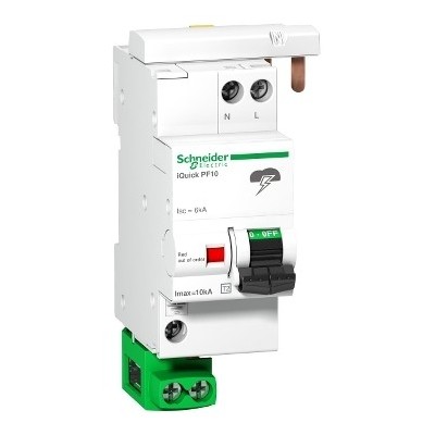 Schneider - Acti9 - iQuick PF10 - Parafoudre - 1P+N - 230V - 10kA - avec câble de terre - Réf : A9L16617