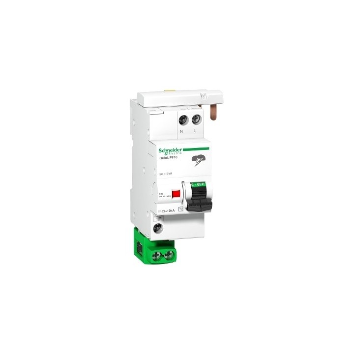 Schneider - Acti9 - iQuick PF10 - Parafoudre - 1P+N - 230V - 10kA - avec câble de terre - Réf : A9L16617