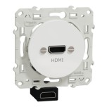 Schneider - Odace - prise HDMI type A - blanc - prise femelle / câble femelle à l'arrière - Réf : S520462