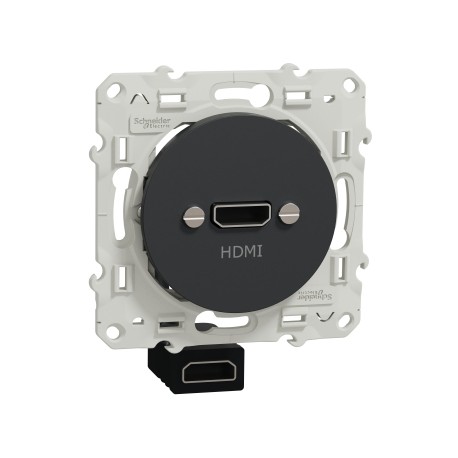 Schneider - Odace - prise HDMI type A - anthracite - prise femelle / câble femelle arrière - Réf : S540462