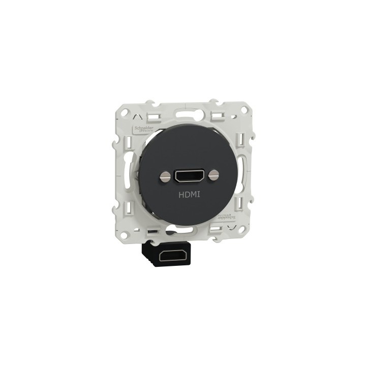 Schneider - Odace - prise HDMI type A - anthracite - prise femelle / câble femelle arrière - Réf : S540462