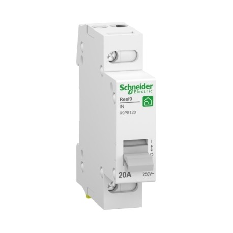 Schneider - Resi9 - Interrupteur - 1P - 20A - 1NO - 250VCA - Réf : R9PS120