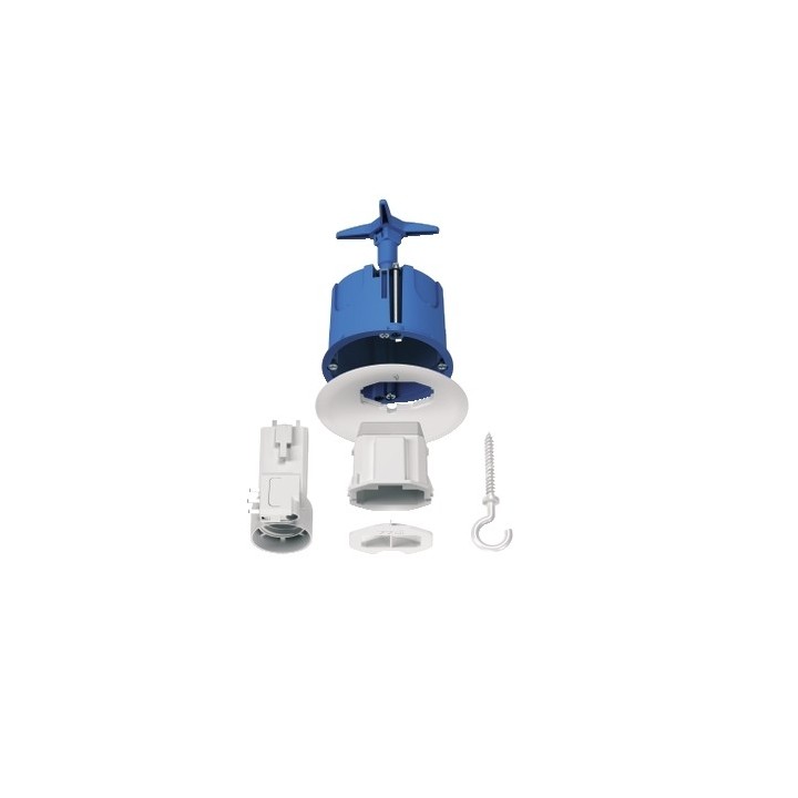 Schneider - Multifix DCL Boîte de centre avec coll, couv. non affl, connect, douille, fiche - Réf : ALB71840