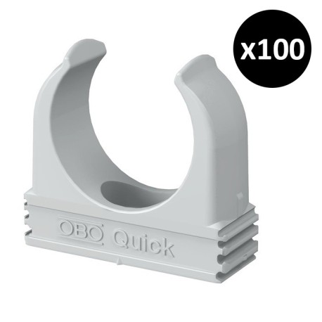 OBO Bettermann - Collier Quick en saillie pour fixation tubes blindés métriques - M16 - Lot de 100 - Réf : 2149004