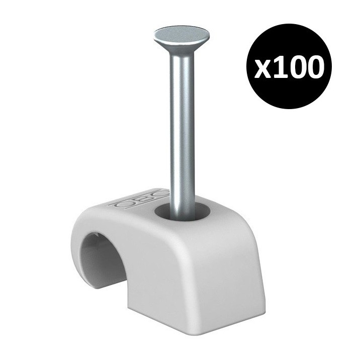 OBO Bettermann - Bride à clouer type 2026 - Gris clair - Lot de 100 - Réf : 2228734