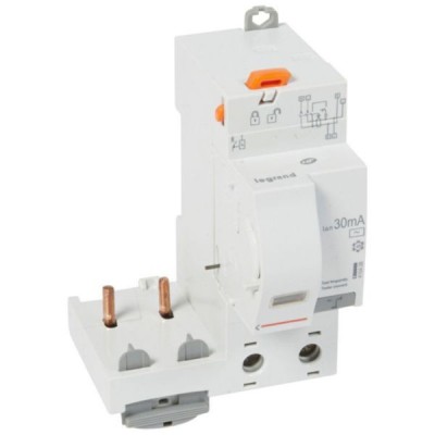 Legrand - Bloc différentiel adaptable auto DX³ pour disjoncteur 1 module par pôle - 2P 230V~ - 63A - Type AC 30mA - Réf : 410408