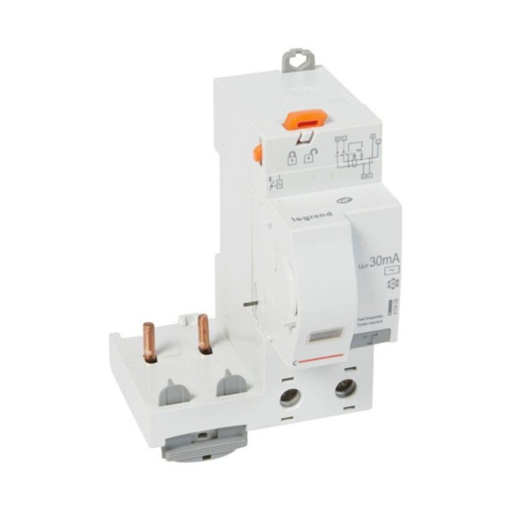 Legrand - Bloc différentiel adaptable auto DX³ pour disjoncteur 1 module par pôle - 2P 230V~ - 63A - Type AC 30mA - Réf : 410408