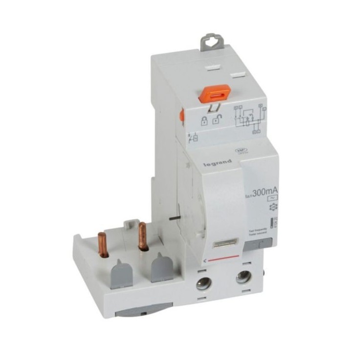 Legrand - Bloc différentiel adaptable auto DX³ pour disjoncteur 1 module par pôle - 2P 230V~ 63A - Type AC 300mA - Réf : 410420
