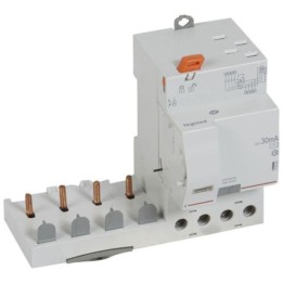 Legrand - Bloc différentiel adaptable auto DX³ pour disjoncteur 1 module par pôle - 4P 400V~ 63A - Type AC 30mA - Réf : 410506