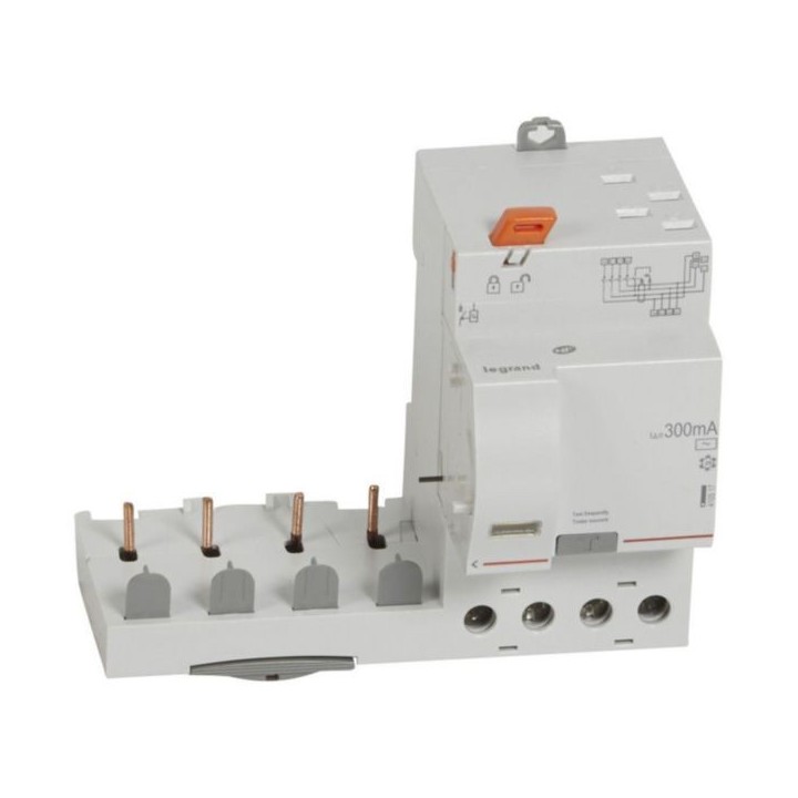 Legrand - Bloc différentiel adaptable auto DX³ pour disjoncteur 1 module par pôle - 4P 400V~ 40A - Type AC 300mA - Réf : 410517