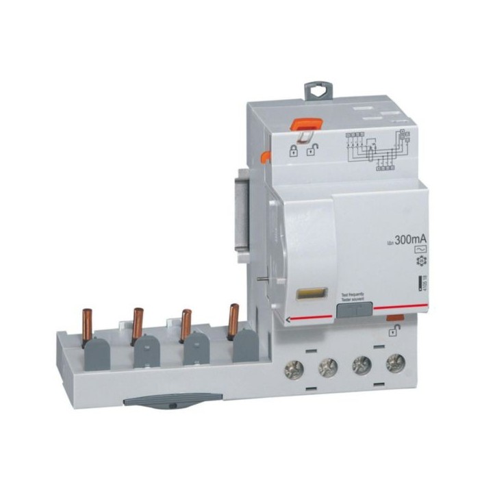 Legrand - Bloc différentiel adaptable auto DX³ pour disjoncteur 1 module par pôle - 4P 400V~ 63A - Type AC 300mA - Réf : 410518