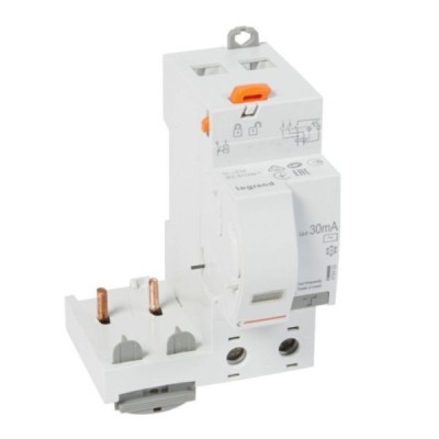 Legrand - Bloc différentiel adaptable à vis DX³ pour disjoncteur 1 module par pôle - 2P 230V~ 63A - Type AC 30mA - Réf : 410402