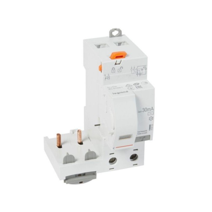 Legrand - Bloc différentiel adaptable à vis DX³ pour disjoncteur 1 module par pôle - 2P 230V~ 63A - Type AC 30mA - Réf : 410402