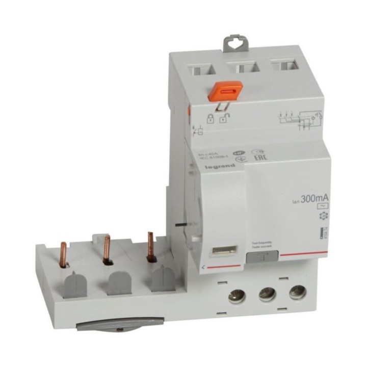 Legrand - Bloc différentiel adaptable à vis DX³ pour disjoncteur 1 module par pôle - 3P 400V~ 40A - Type AC 300mA - Réf : 410474