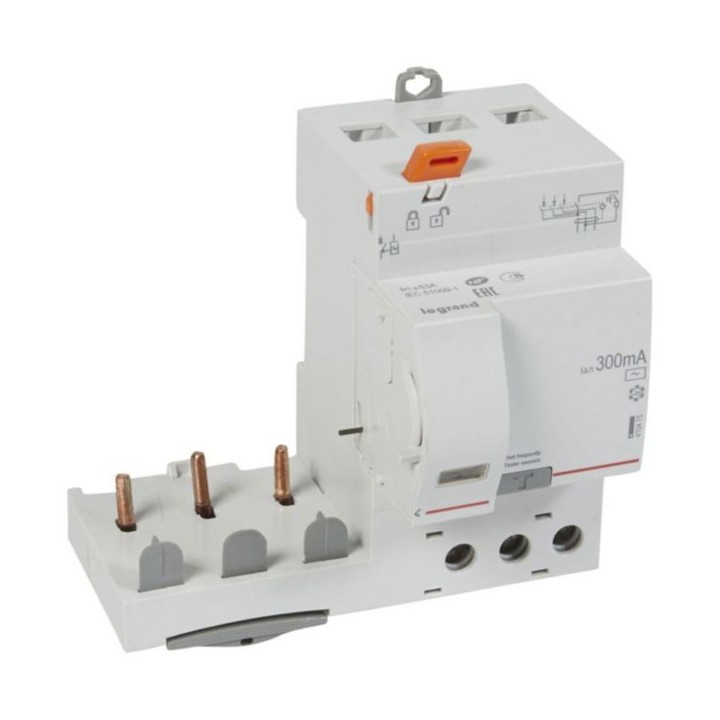 Legrand - Bloc différentiel adaptable à vis DX³ pour disjoncteur 1 module par pôle - 3P 400V~ 63A - Type AC 300mA - Réf : 410475