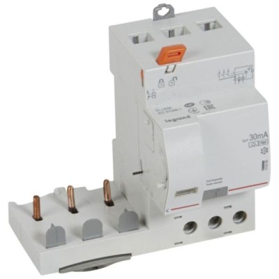 Legrand - Bloc différentiel adaptable à vis DX³ pour disjoncteur 1 module par pôle - 3P 400V~ 63A - Type F 30mA - Réf : 410486