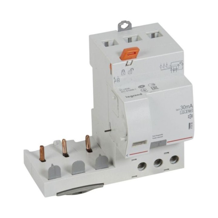 Legrand - Bloc différentiel adaptable à vis DX³ pour disjoncteur 1 module par pôle - 3P 400V~ 63A - Type F 30mA - Réf : 410486