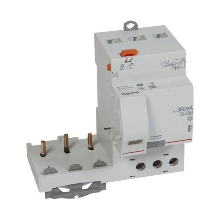 Legrand - Bloc différentiel adaptable à vis DX³ pour disjoncteur 1 module par pôle - 3P 400V~ 63A - Type F 300mA - Réf : 410489