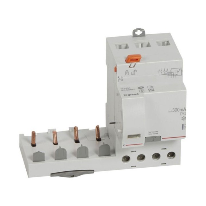 Legrand - Bloc différentiel adaptable à vis DX³ pour disjoncteur 1 module par pôle - 4P 400V~ 63A - Type AC 300mA - Réf : 410512