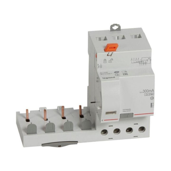 Legrand - Bloc différentiel adaptable à vis DX³ pour disjoncteur 1 module par pôle - 4P 400V~ 40A - Type F 300mA - Réf : 410545