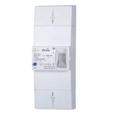 Itron - Disjoncteur de branchement différentiel instantané - 2x15/45A - 1P+N - Réf : 03612