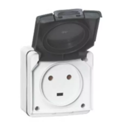 Legrand - Prise 2P+T étanche - 20A - Plexo complet IP55 saillie - gris - Réf : 091655