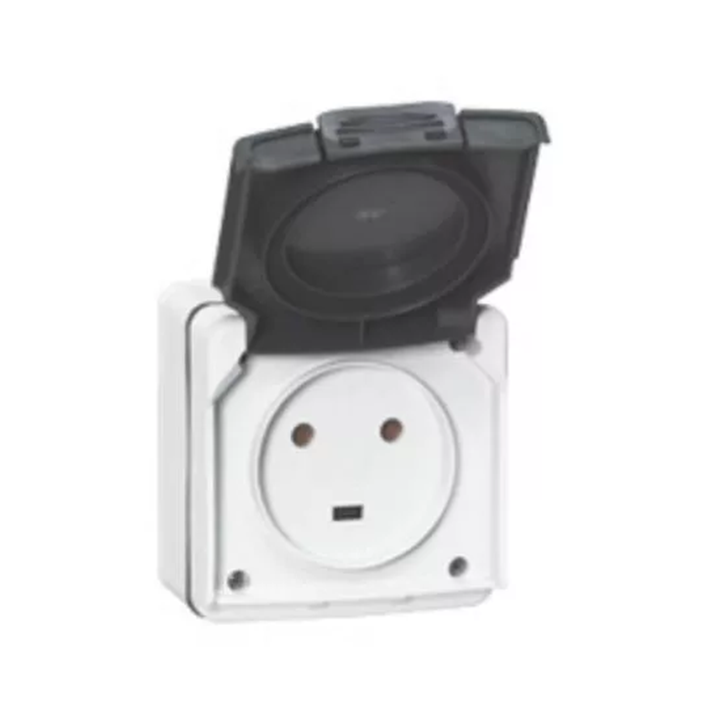Legrand - Prise 2P+T étanche - 20A - Plexo complet IP55 saillie - gris - Réf : 091655