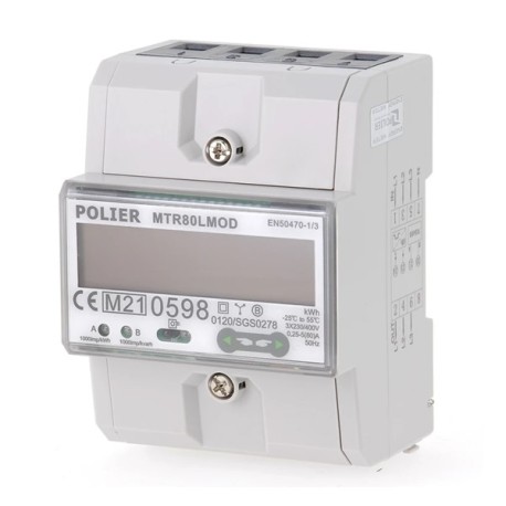 Polier - Compteur d'énergie tétrapolaire 80A - Certifié MID Modbus - Réf : MTR80LM