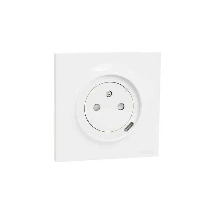 Schneider Odace - Odace Prise de courant 2P+T + USB Type-C affleurante blanc complet - Réf : S520089-P