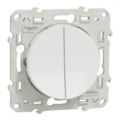 Interrupteur Double ODACE Avec Plaque - Schneider S520214 S520702, Pour Installation électrique