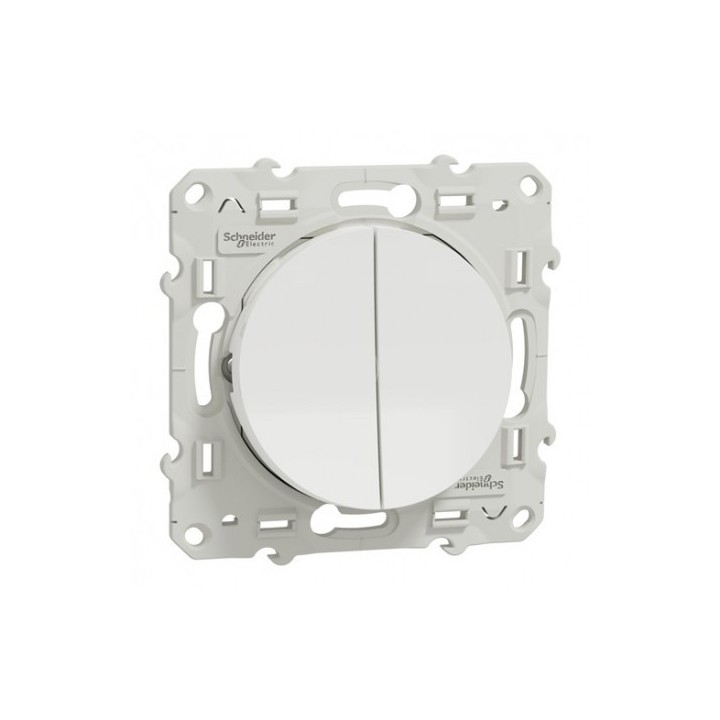 Schneider Odace - Interrupteur double va et vient blanc complet - Réf : S520214-P