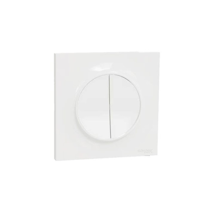 Schneider Odace - Interrupteur double va et vient blanc complet - Réf : S520214-P