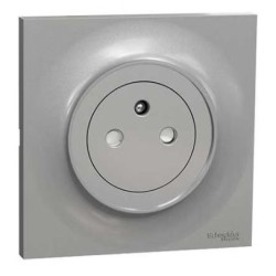 Schneider Odace - Prise de courant 2P+T affleurante aluminium complète - Réf : S530052-P