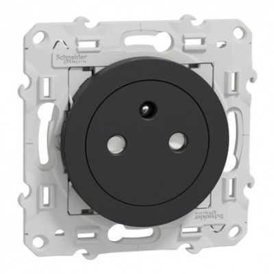 Schneider Odace - Prise de courant 2P+T affleurante anthracite complète - Réf : S540052-P