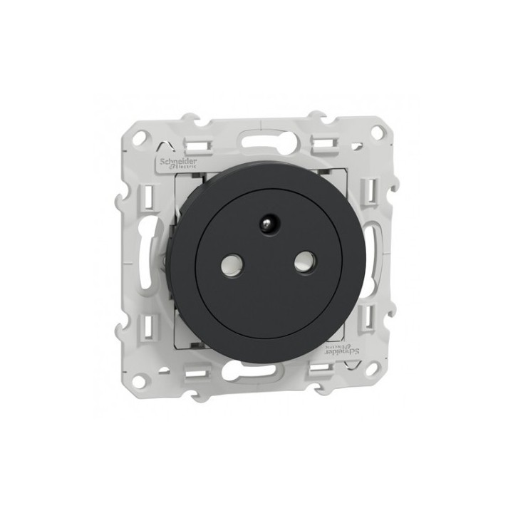 Schneider Odace - Prise de courant 2P+T affleurante anthracite complète - Réf : S540052-P