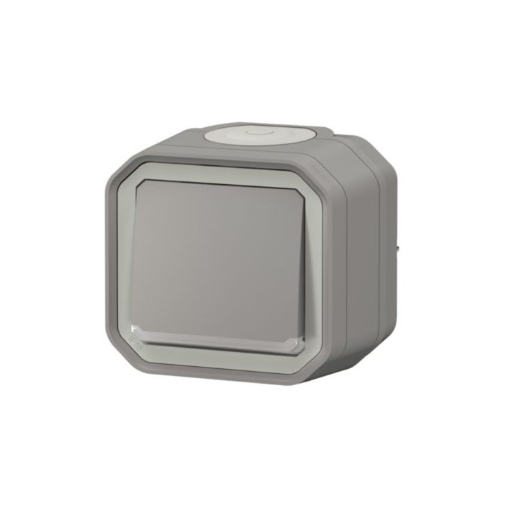 Legrand - Interrupteur ou va-et-vient témoin avec voyant Plexo 10A 250V IP55 - complet saillie - gris - Réf : 069712L