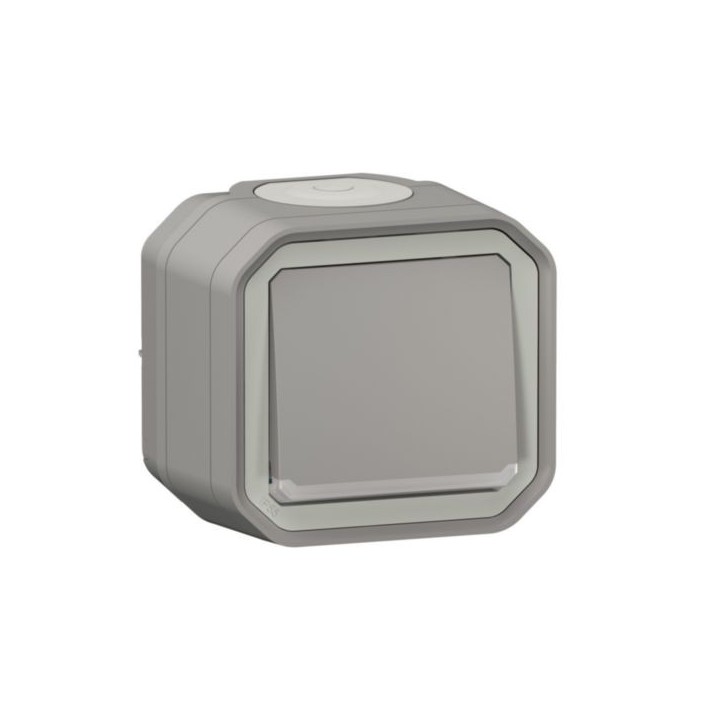 Legrand - Interrupteur ou va-et-vient témoin avec voyant Plexo 10A 250V IP55 - complet saillie - gris - Réf : 069712L