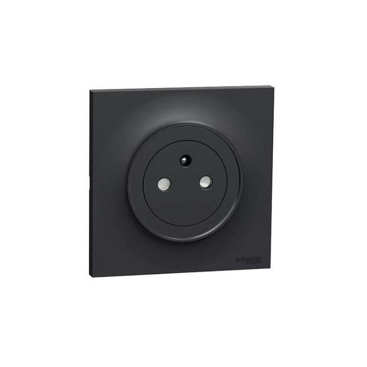 Schneider Odace - Prise de courant 2P+T affleurante anthracite complète - Réf : S540052-P