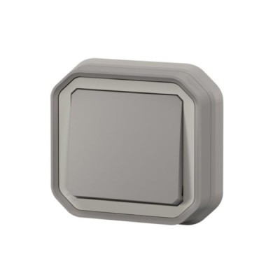 Legrand - Poussoir NO étanche Plexo 10A IP55 IK08 livré complet pour fixation en encastré - gris - Réf : 069820L